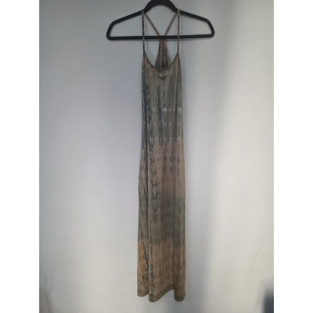 Miljøfond Maxi Dress Size S Sleeveless Tie-Dye Brown Gray Sundress Gown
